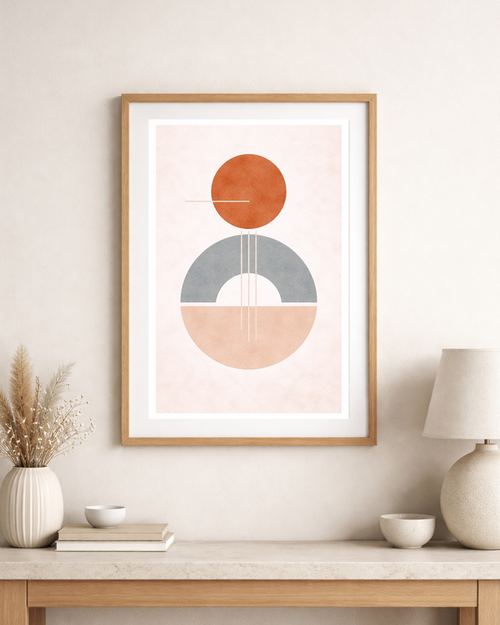 Abstrakt Poster – Minimalistisk Geometri i Terrakotta & Beige