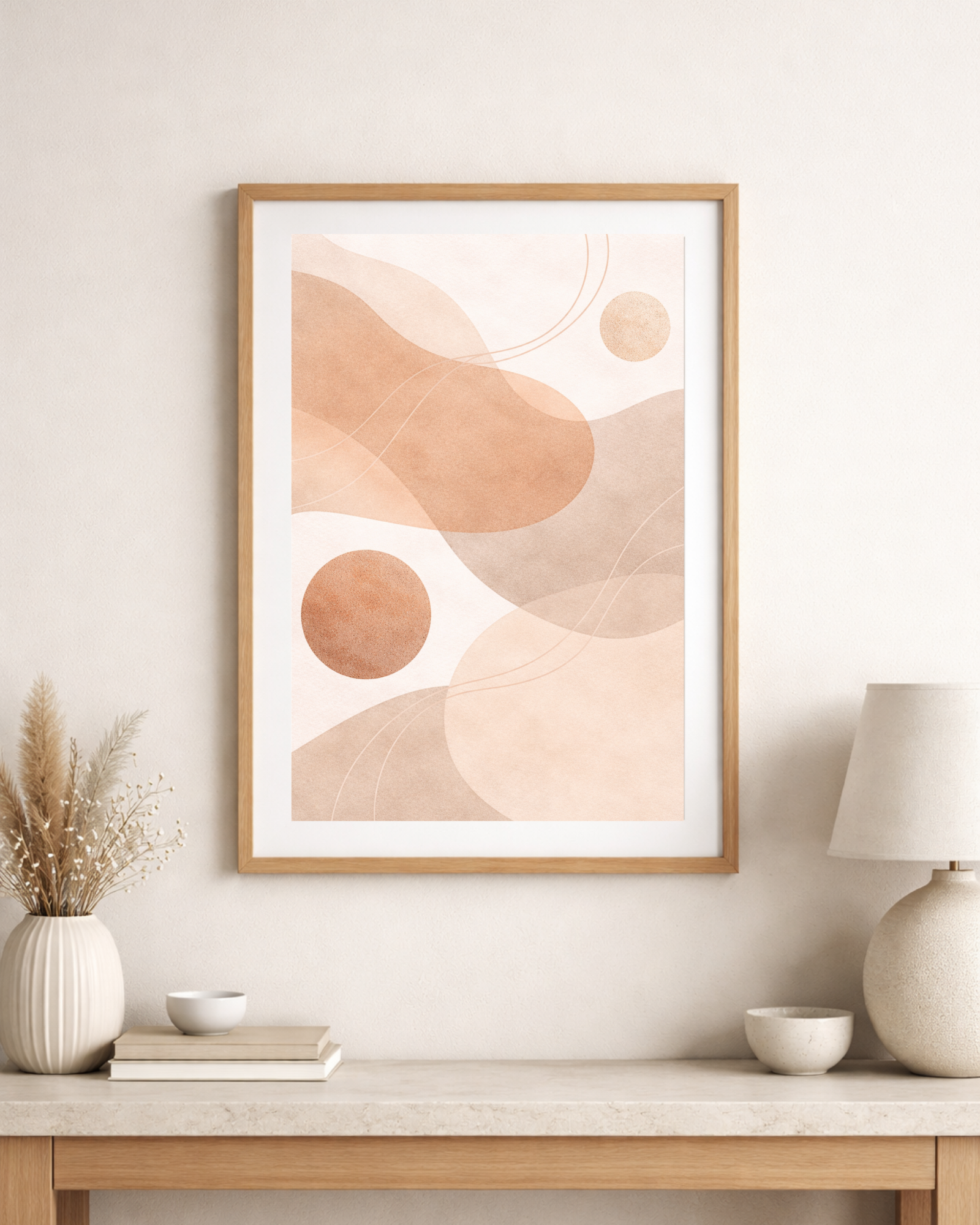 Abstrakt Poster – Solblekta Former i Terrakotta & Beige