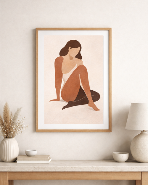 Abstrakt Kvinna Poster – Minimalistisk konst i Terrakotta & Beige