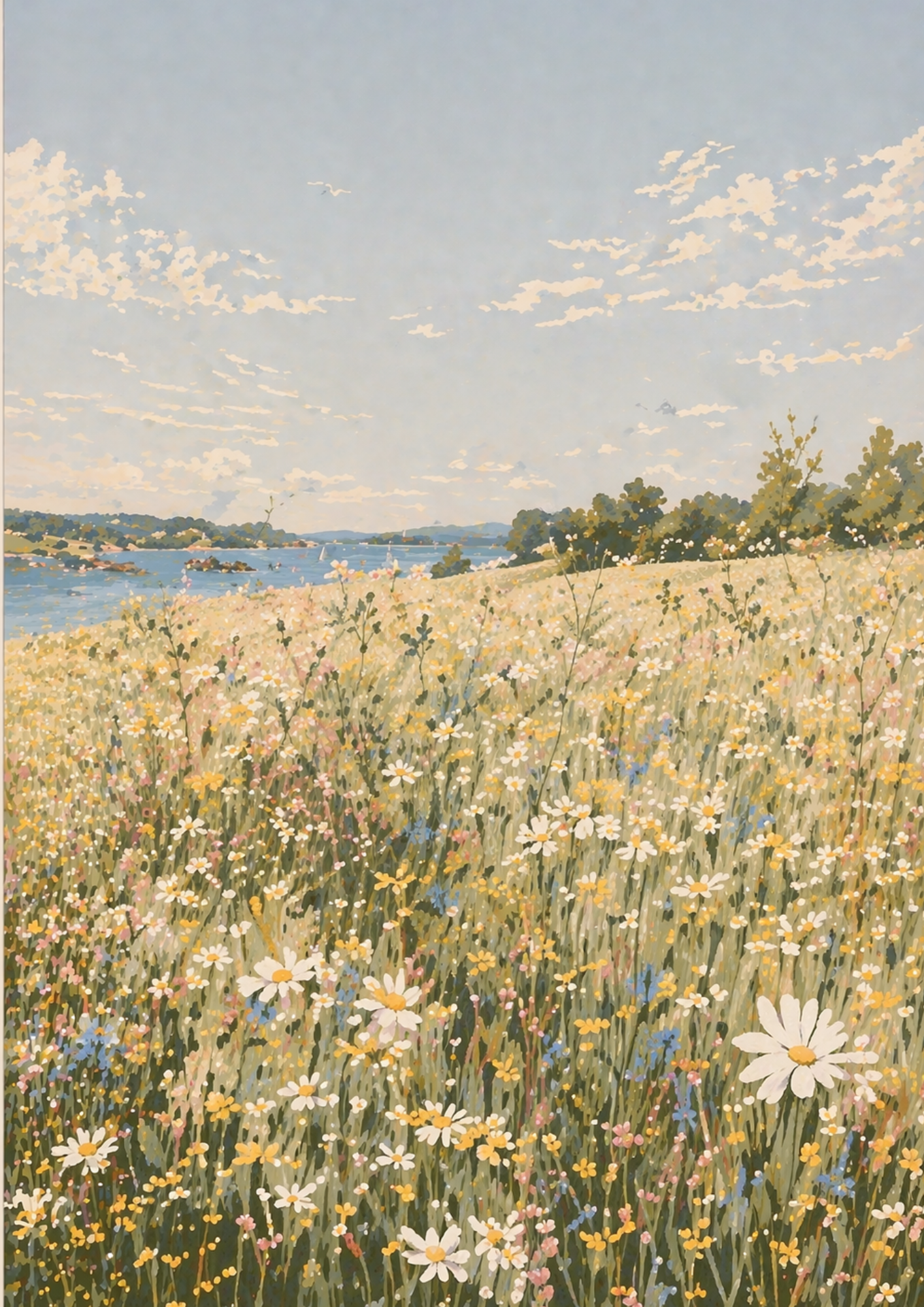 Sommaräng Poster – Blommor vid Hav i Svensk Sommar